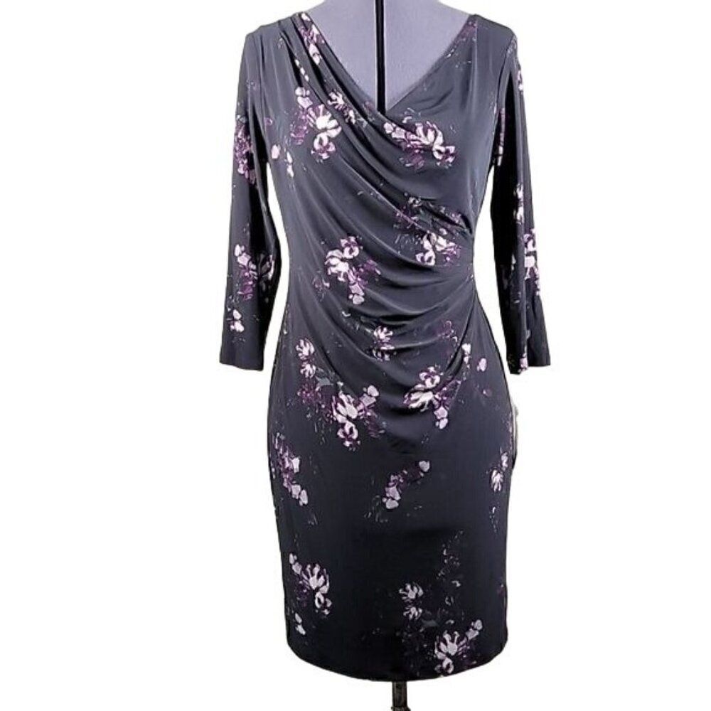 Ralph Lauren Black Floral Party Dress Sz 6P